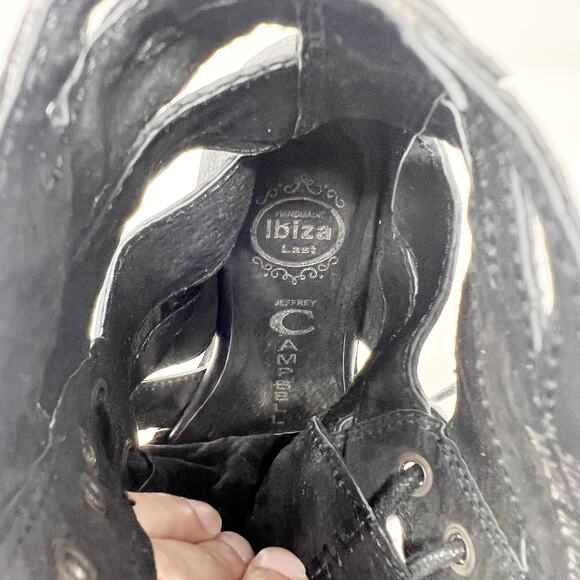 [Jeffrey Campbell] Black Slashed Nubuck Leather Lace Up Combat Boots Size 6.5 - Picture 7 of 11